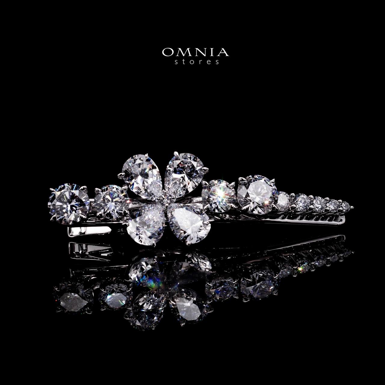 Omnia Asah White Floral Hair Clip In 925 Silver High Quality Lab Crafted Stones