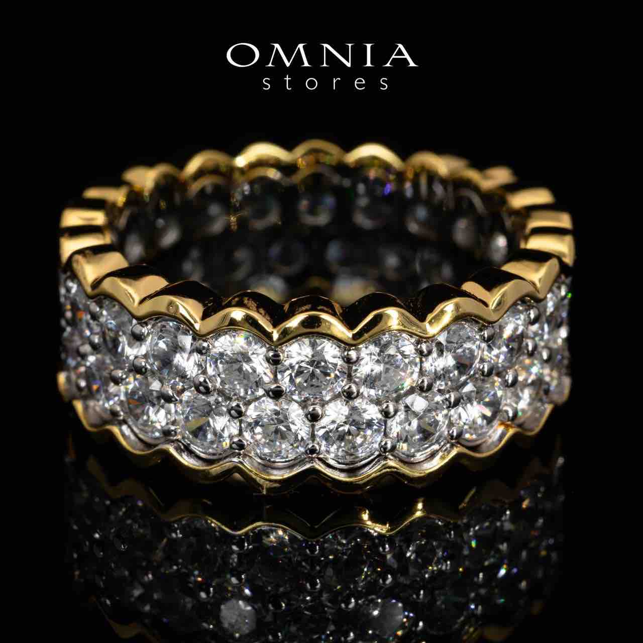 Omnia Amillia White and Gold Ring With Certified High Quality Lab Crafted Stones In 925 Silver