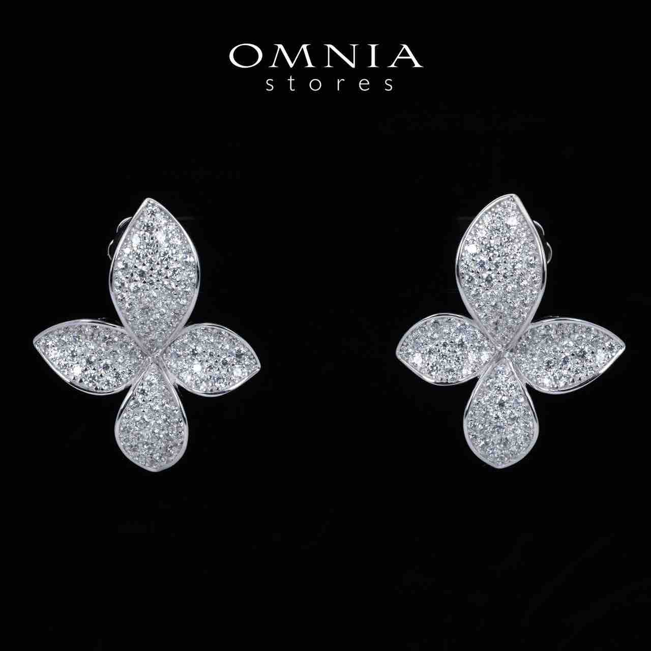 Omnia Zaynab White Floral Earrings With Certified High Quality Lab Crafted Stones In 925 Silver 2.7ct