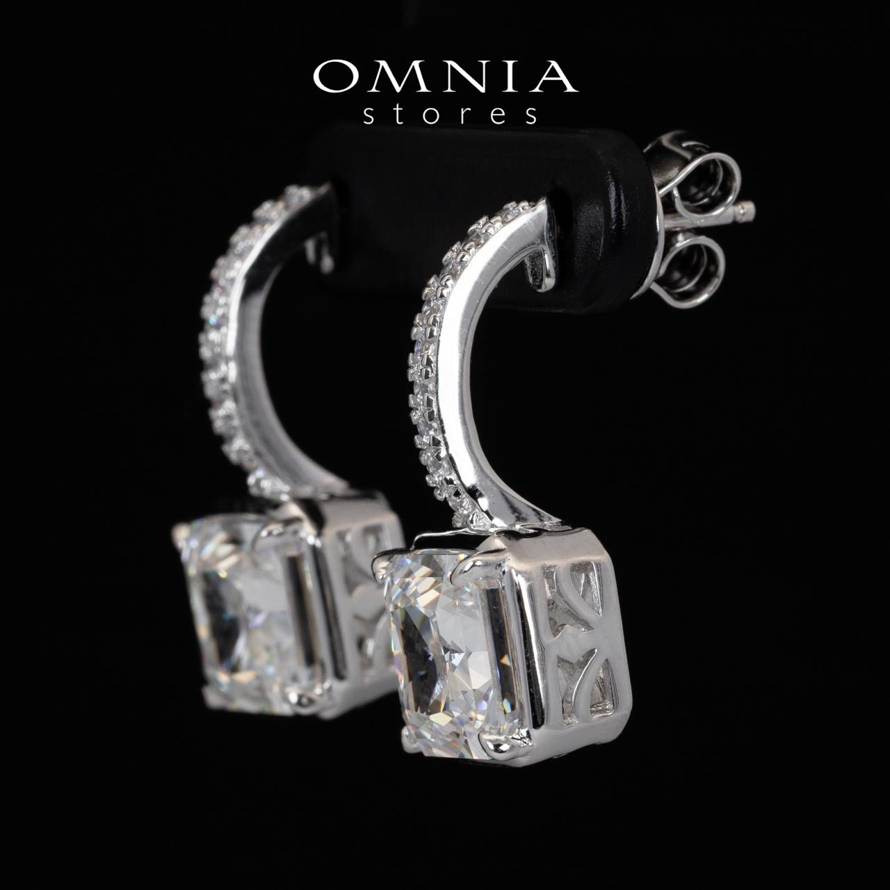 Omnia Tahila White Drop Earrings With Certified High Quality Lab Crafted Stones In 925 Silver 10.0ct