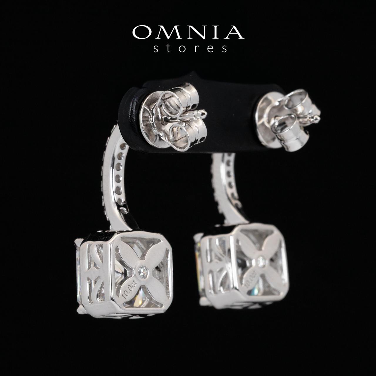 Omnia Tahila White Drop Earrings With Certified High Quality Lab Crafted Stones In 925 Silver 10.0ct