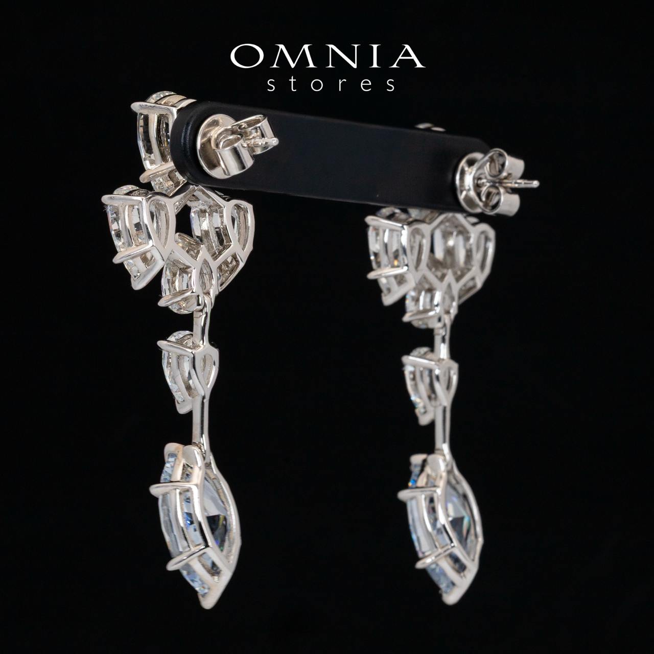 Omnia Elly White and Sky Blue Drop Earrings With High Quality Certified Lab Crafted Stones In 925 Silver 32ct