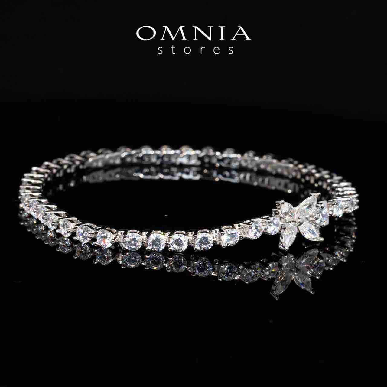 Omnia Iyanna White Floral Bracelet With High Quality Certified Lab Crafted Stones In 925 Silver 5.4ct