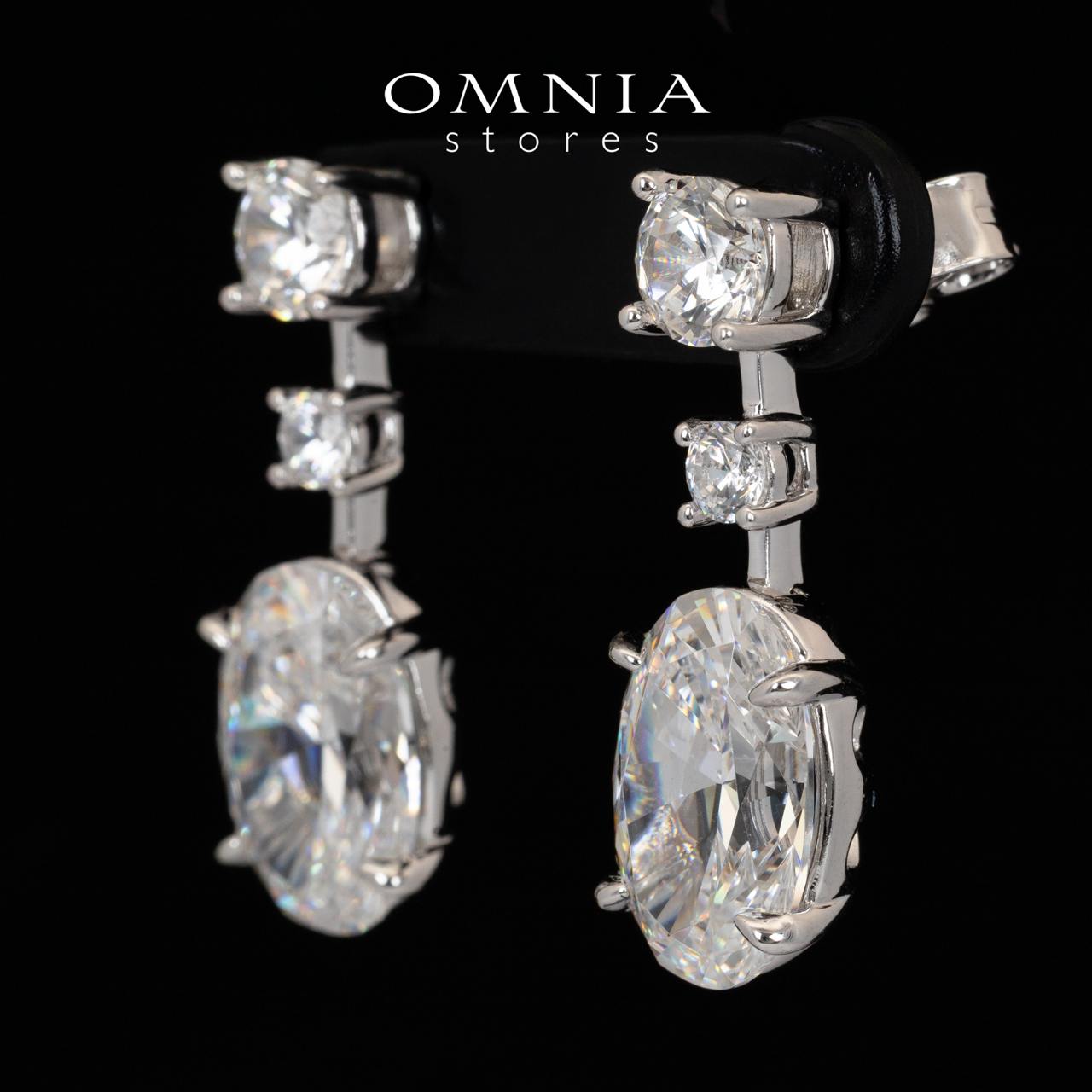Omnia Yazmin White Oval Cut Drop Earrings With High Quality Certified Lab Crafted Stones In 925 Silver 12.58ct