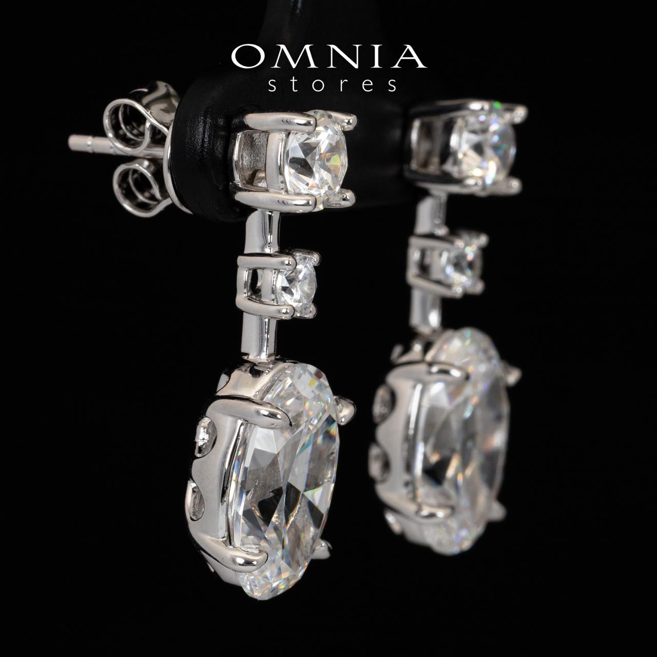 Omnia Yazmin White Oval Cut Drop Earrings With High Quality Certified Lab Crafted Stones In 925 Silver 12.58ct