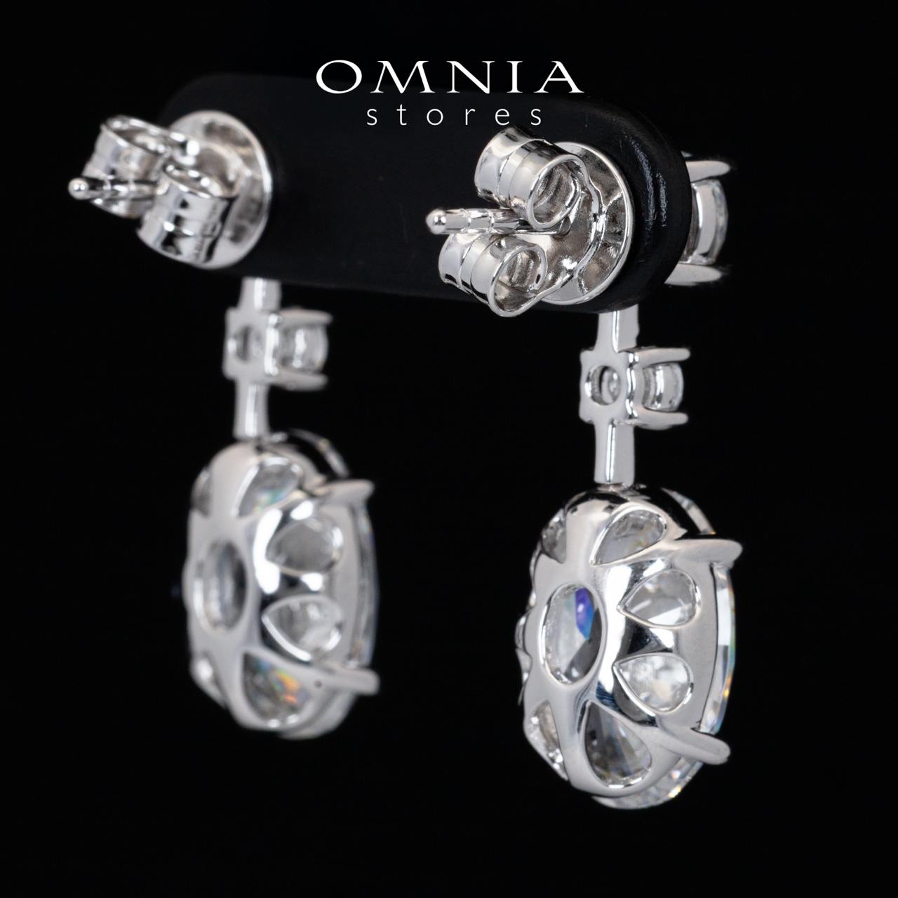 Omnia Yazmin White Oval Cut Drop Earrings With High Quality Certified Lab Crafted Stones In 925 Silver 12.58ct
