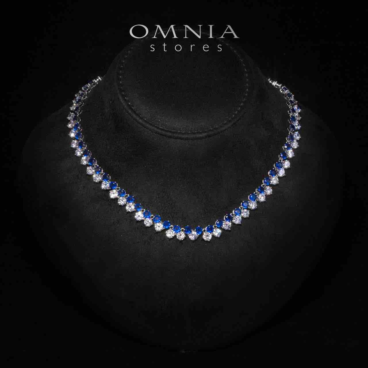 Omnia Hessa Blue and Whte Luxury Bridal Full Set in High Quality Simulated Diamonds - OMNIASTORES UAE