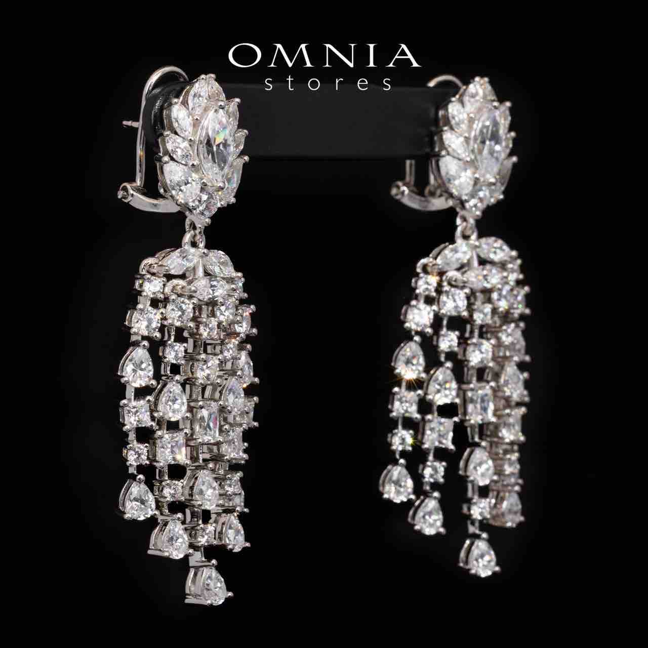 Omnia Leora White Drop Earrings With High Quality Simulated Diamonds In 925 Silver - OMNIASTORES UAE