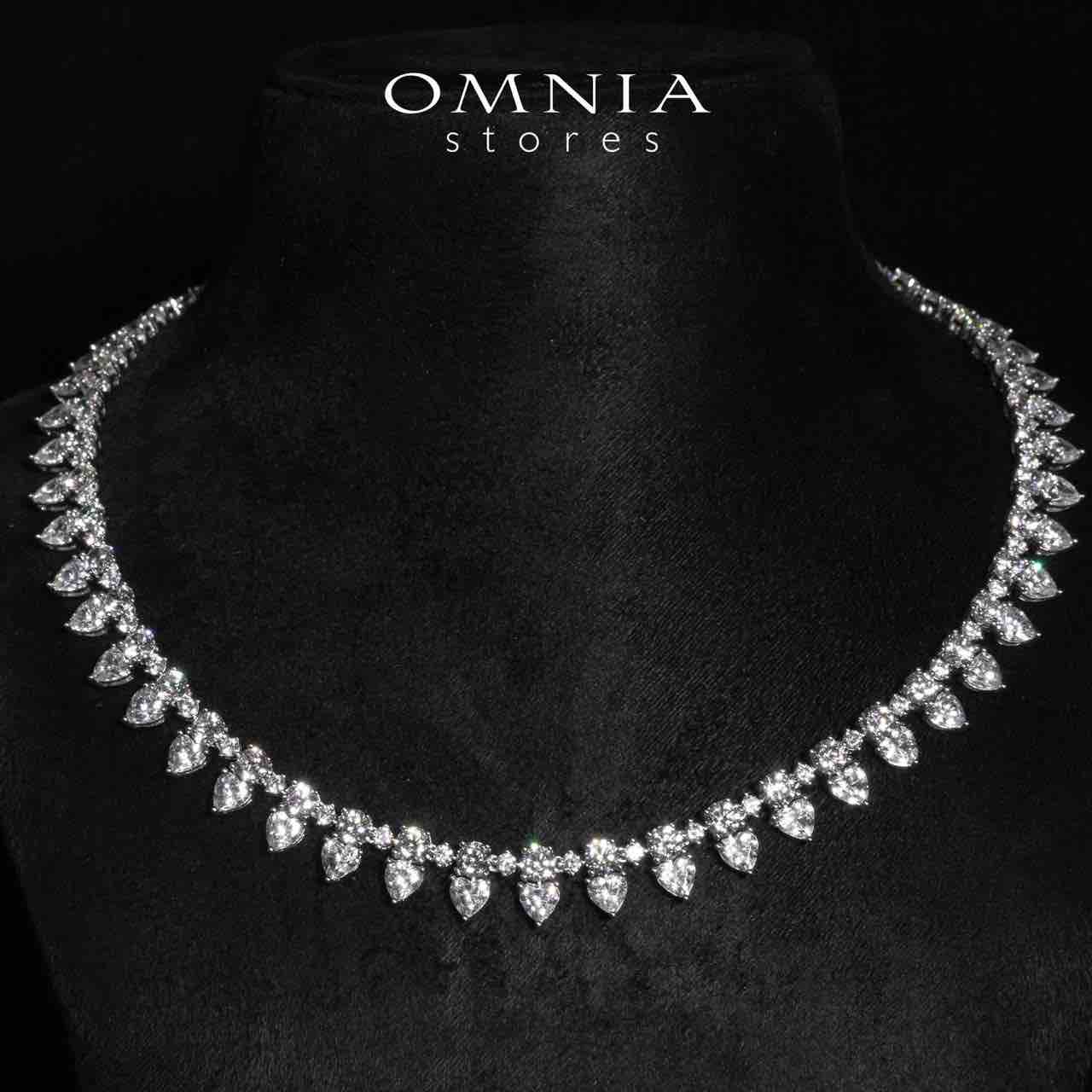 Omnia Jiya White Necklace With High Quality Certified Lab Crafted Stones In 925 Silver - OMNIASTORES UAE