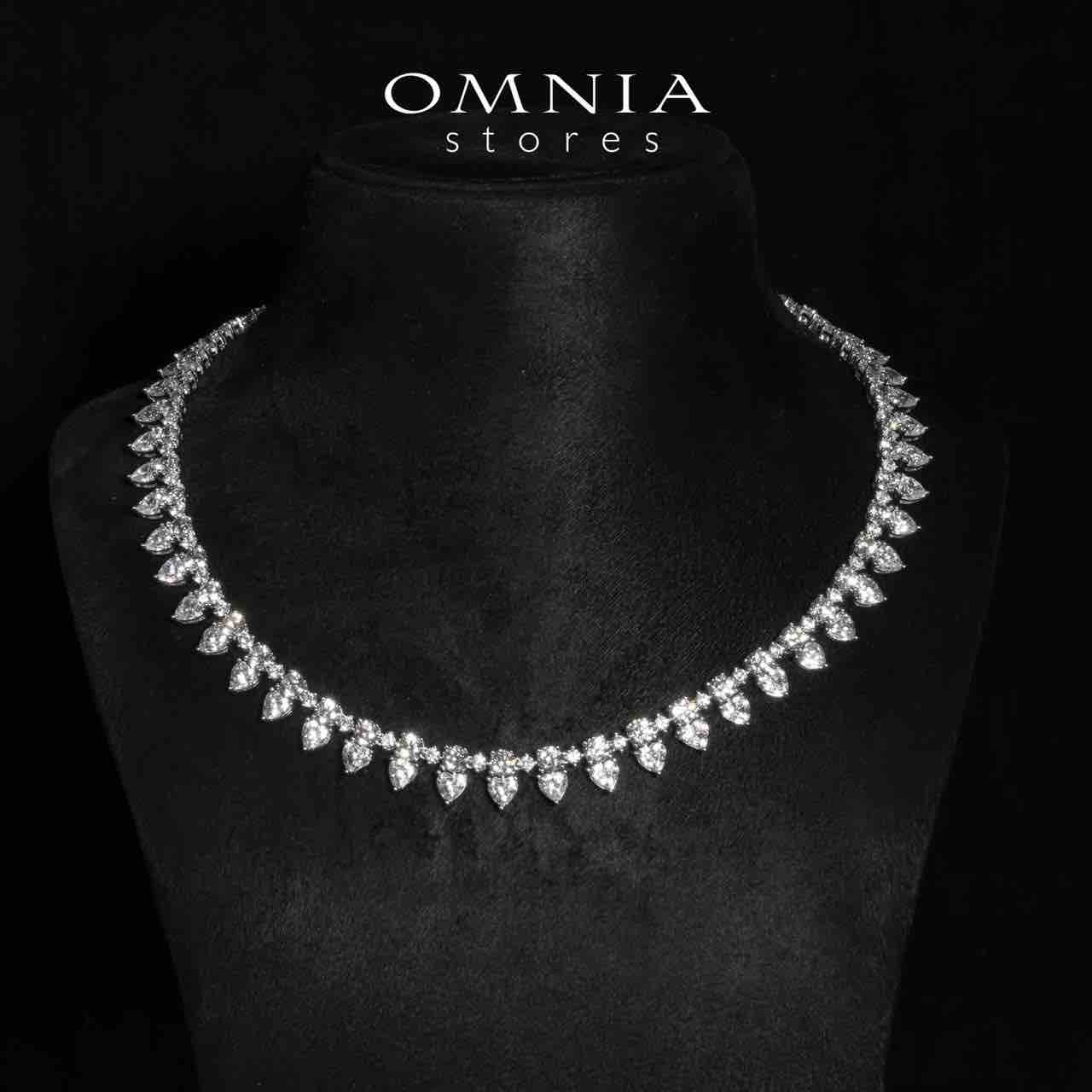 Omnia Jiya White Necklace With High Quality Certified Lab Crafted Stones In 925 Silver - OMNIASTORES UAE