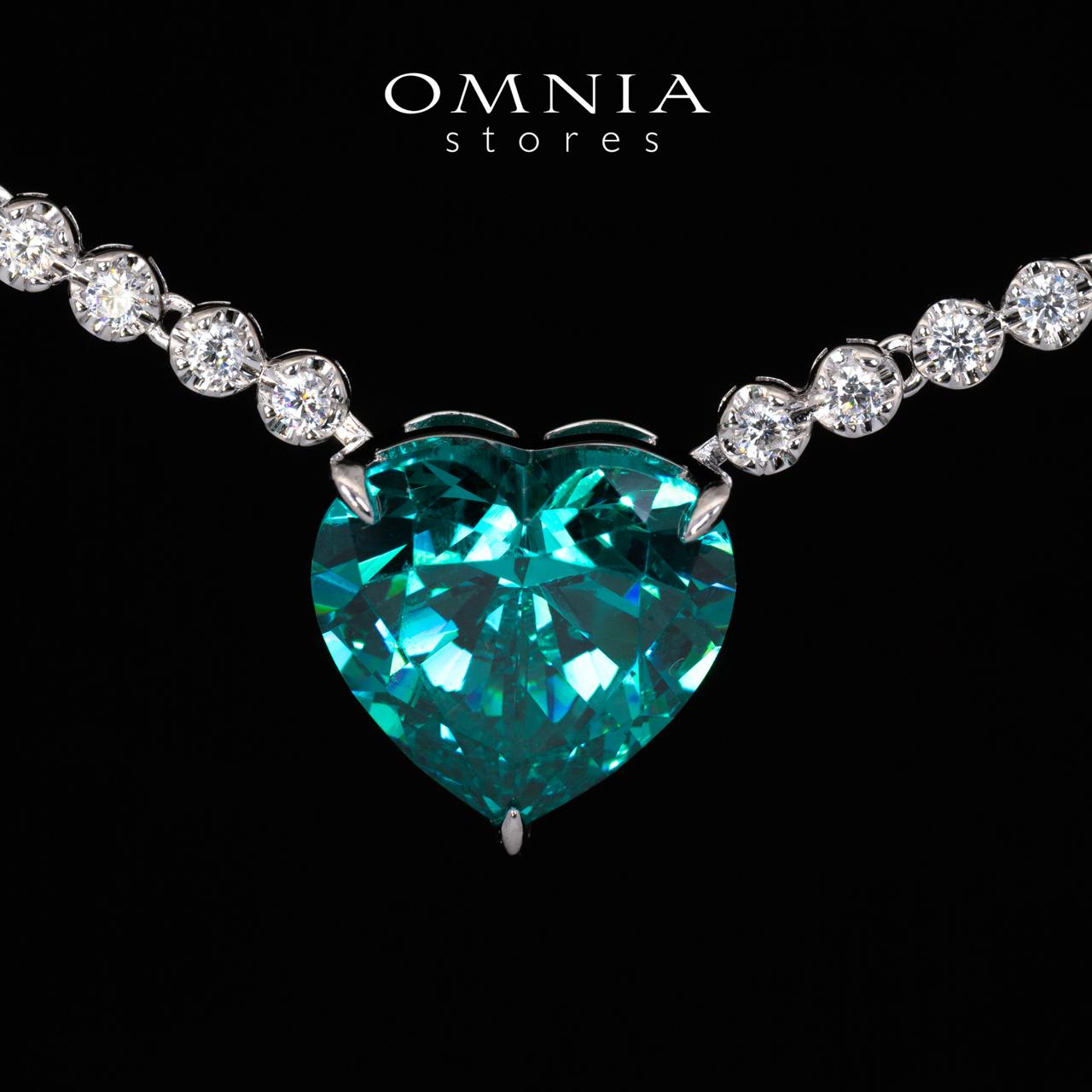 Omnia Sade White and Blue Heart Pendant Necklace With High Quality Certified Lab Crafted Stones In 925 Silver - OMNIASTORES UAE