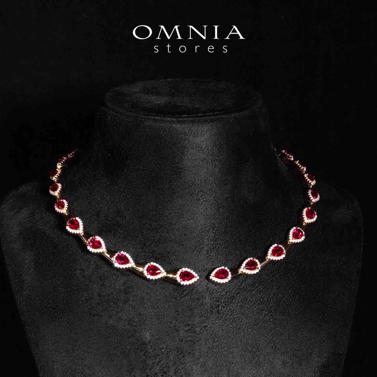Omnia Isha Rose Gold and Red Choker Necklace With Certified High Quality Lab Crafted Stones In 925 Silver - OMNIASTORES UAE