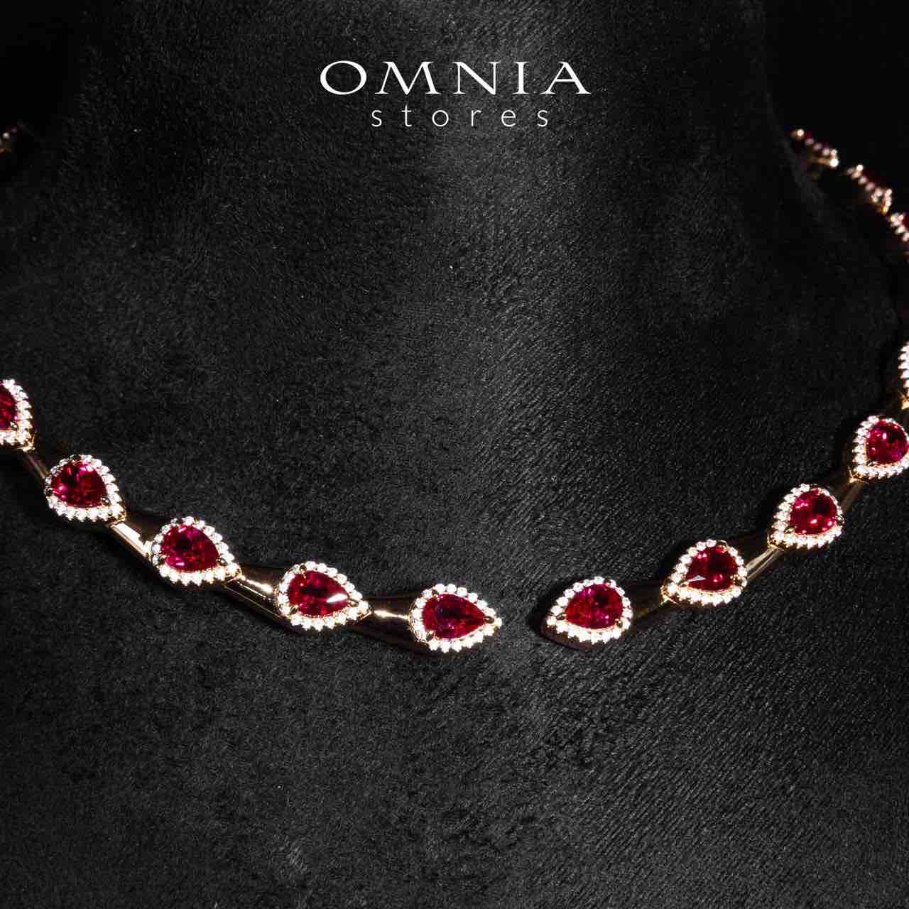 Omnia Isha Rose Gold and Red Choker Necklace With Certified High Quality Lab Crafted Stones In 925 Silver - OMNIASTORES UAE