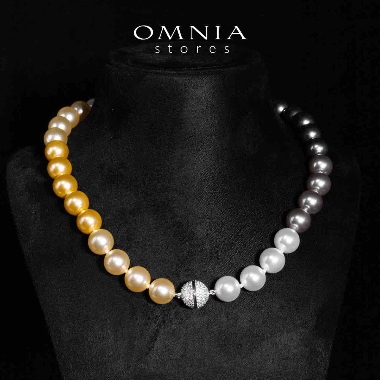 Omnia Sahana Multi Color Pearl Necklace With High Quality Lab Crafted Stones In 925 Silver - OMNIASTORES UAE