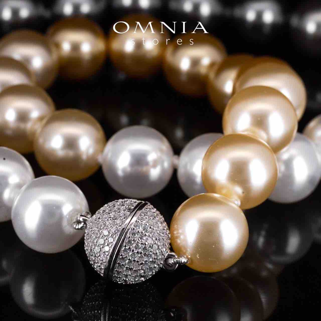 Omnia Sahana Multi Color Pearl Necklace With High Quality Lab Crafted Stones In 925 Silver - OMNIASTORES UAE