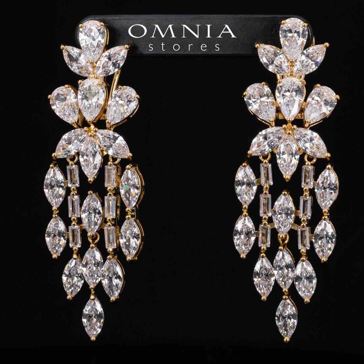 Omnia Soheila Gold Luxury Bridal Full Set with Emerald and Pear-Cut High-Quality Simulated Diamonds Rhodium Plated - OMNIASTORES UAE