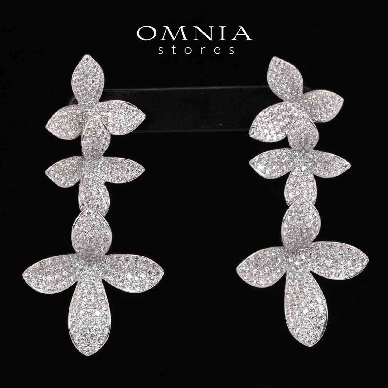 Omnia Dayana Leaf Drop Earrings With High Quality Simulated Diamonds in 925 Silver - OMNIASTORES UAE