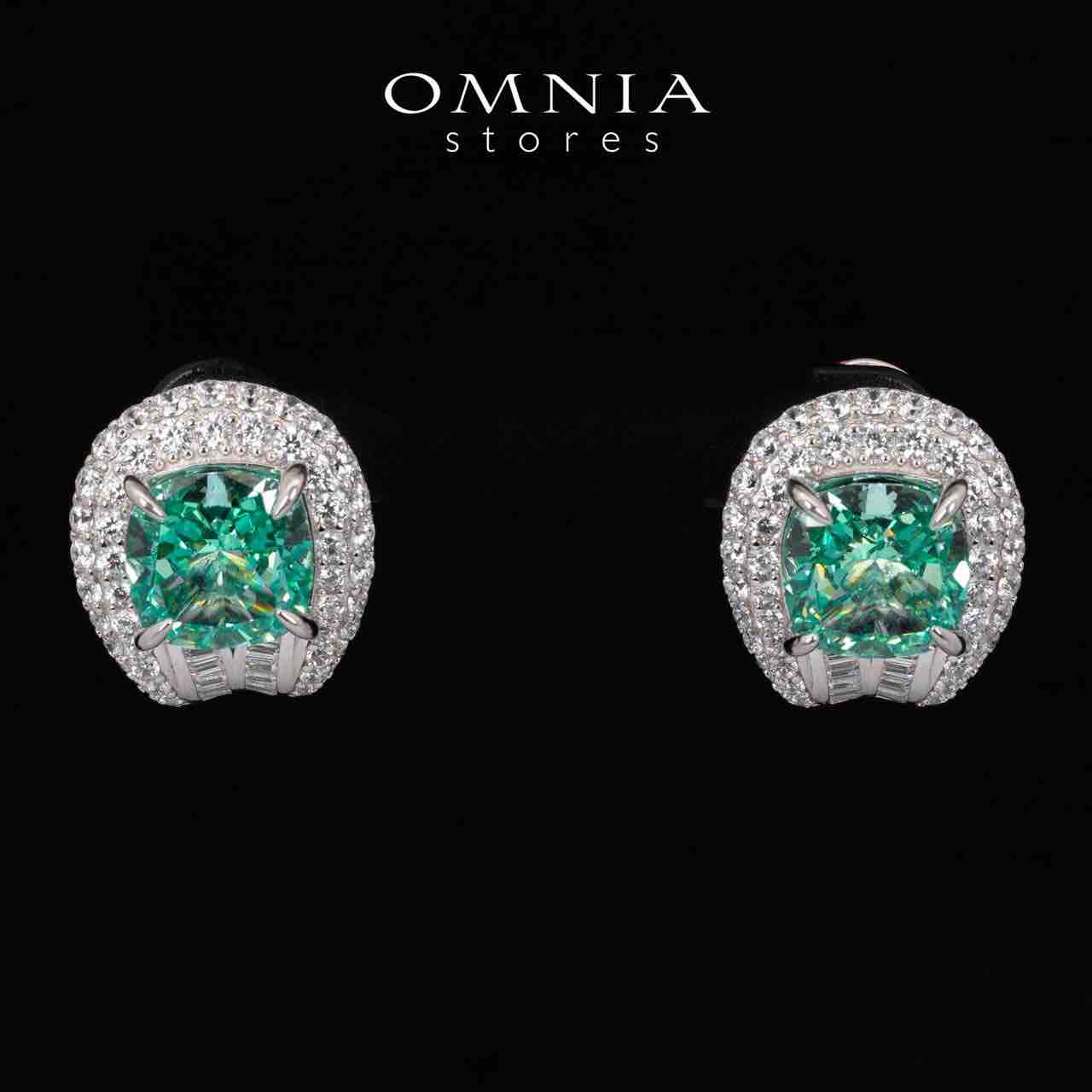 Omnia Katy Green Clip Earrings With High Quality Simulated Diamonds in 925 Silver - OMNIASTORES UAE