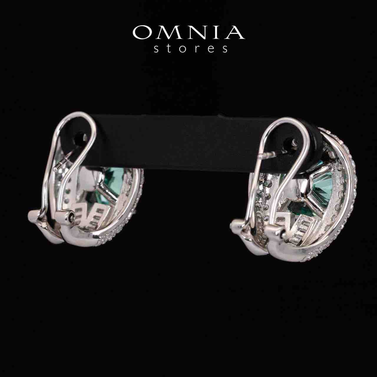 Omnia Katy Green Clip Earrings With High Quality Simulated Diamonds in 925 Silver - OMNIASTORES UAE