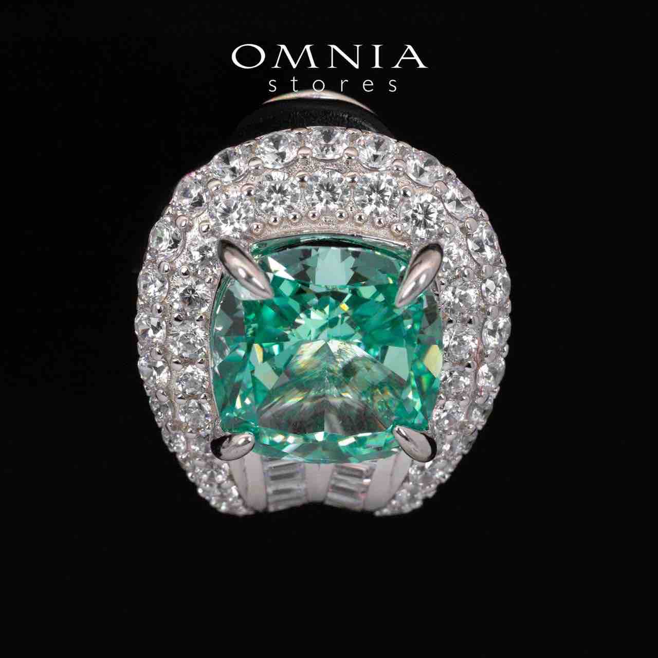 Omnia Katy Green Clip Earrings With High Quality Simulated Diamonds in 925 Silver - OMNIASTORES UAE