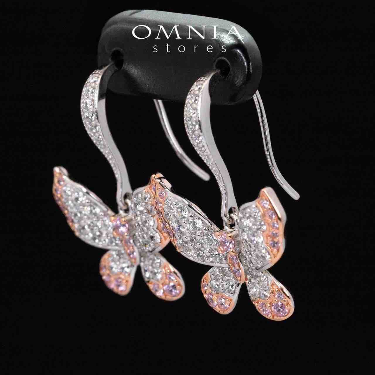 Omnia Brisa Butterfly Rose Gold Earrings With High Quality Simulated Diamonds in 925 Silver - OMNIASTORES UAE