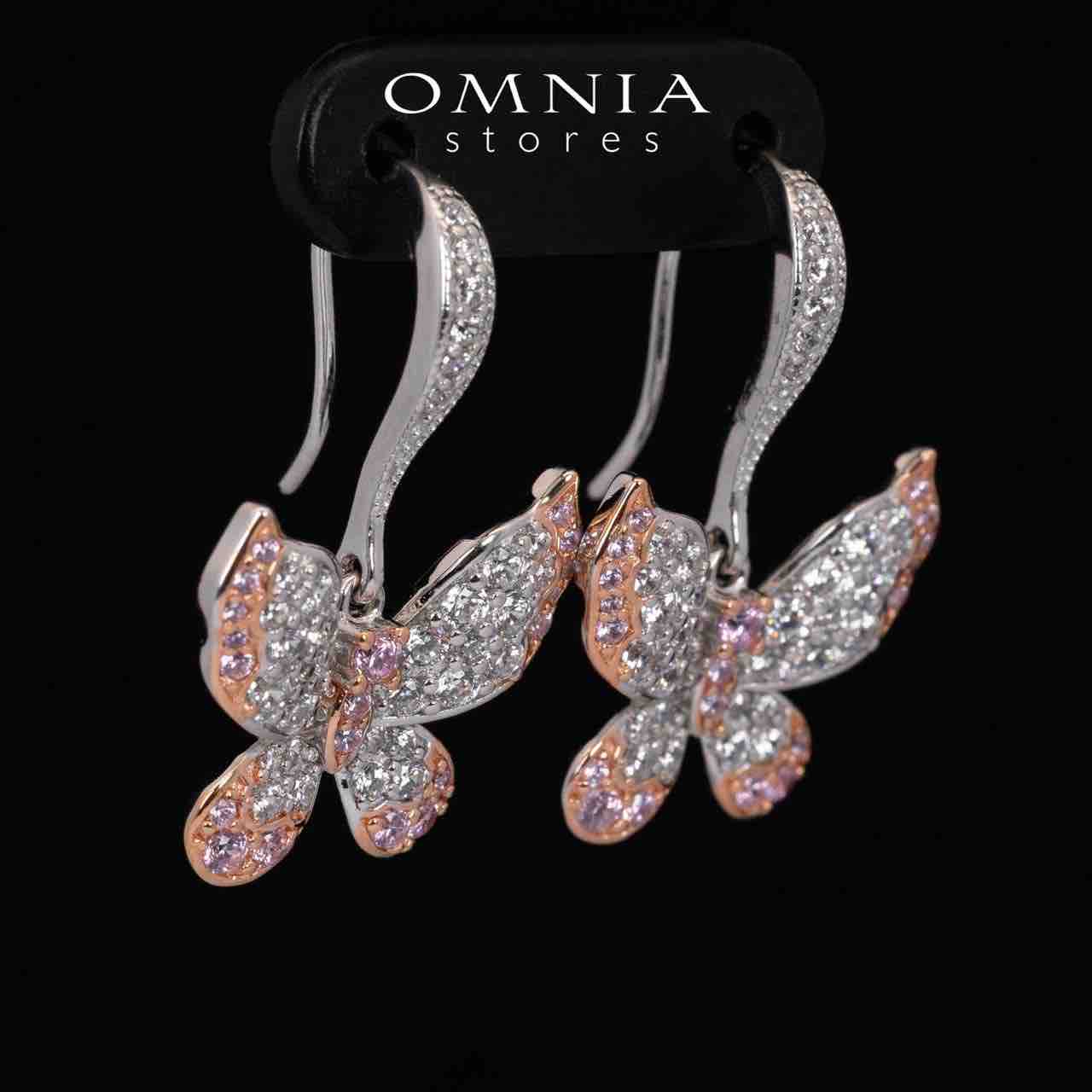 Omnia Brisa Butterfly Rose Gold Earrings With High Quality Simulated Diamonds in 925 Silver - OMNIASTORES UAE