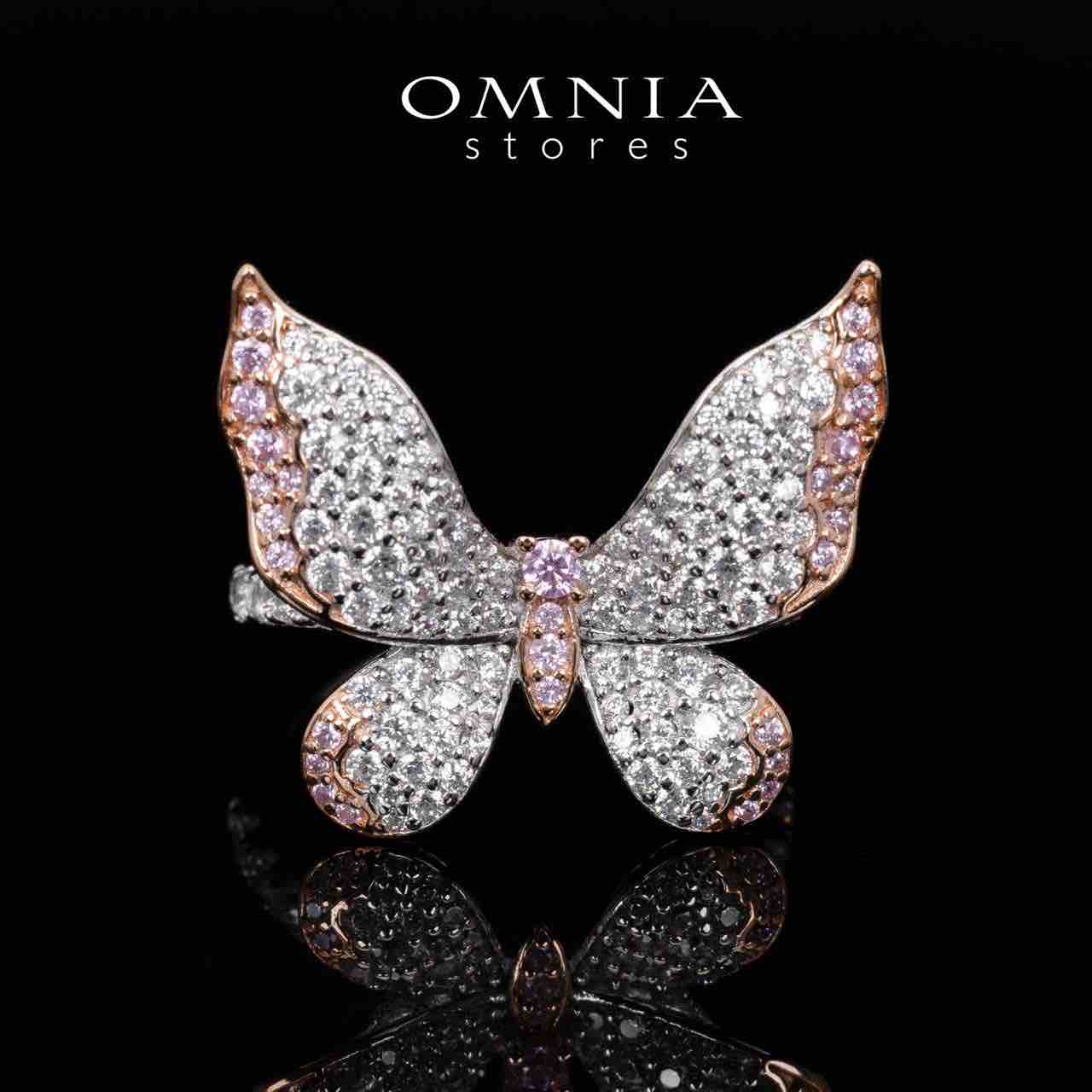 Omnia Brisa Butterfly Rose Gold Ring With High Quality Simulated Diamonds in 925 Silver - OMNIASTORES UAE