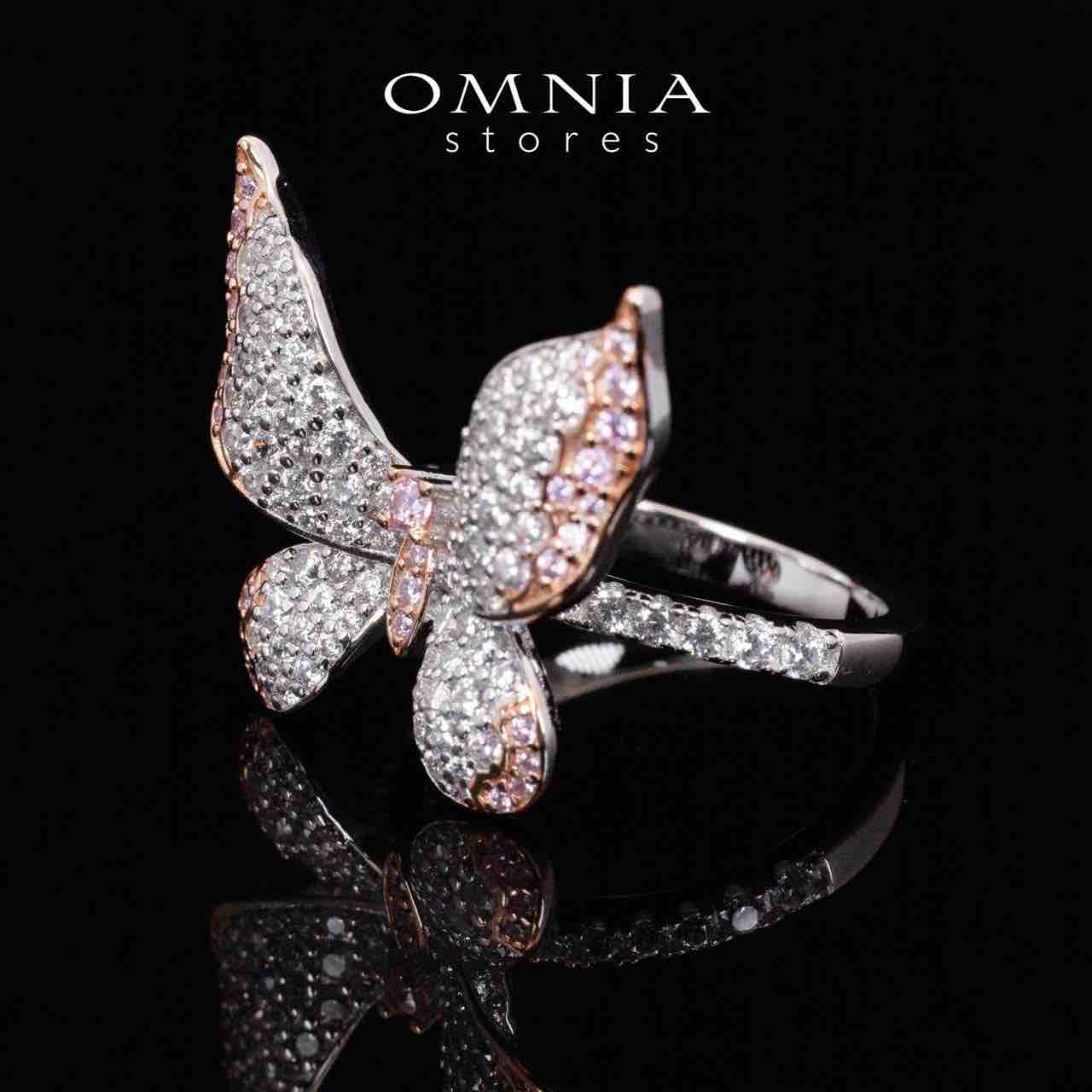 Omnia Brisa Butterfly Rose Gold Ring With High Quality Simulated Diamonds in 925 Silver - OMNIASTORES UAE