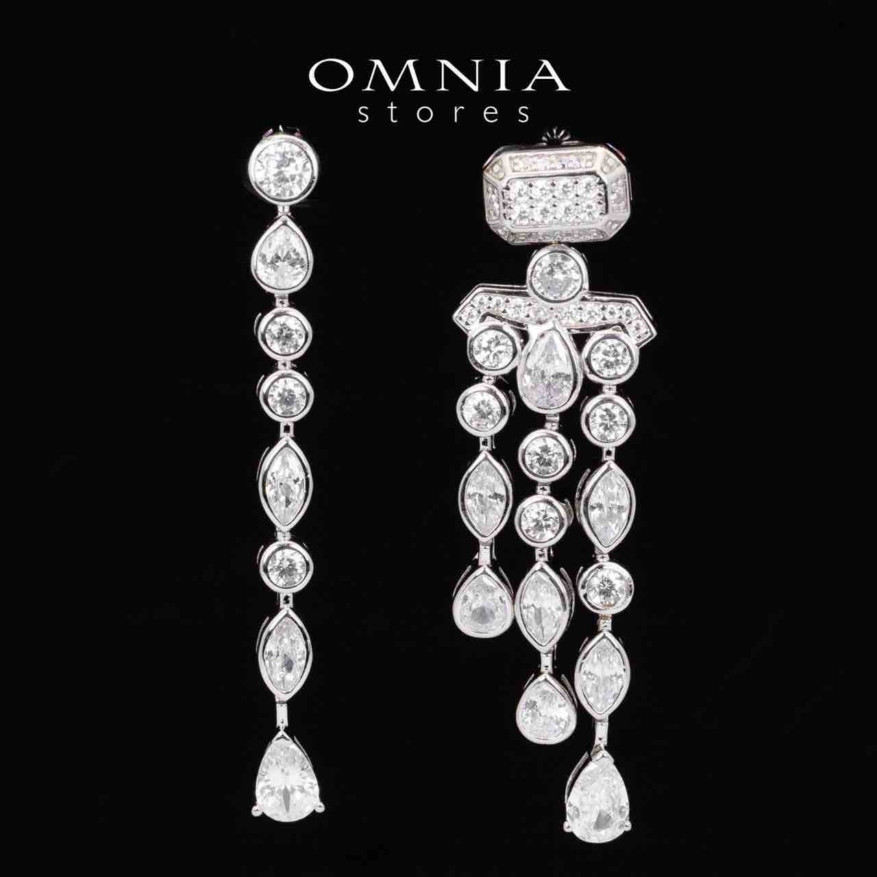 Omnia Anali White Drop Earrings With High Quality Simulated Diamonds in 925 Silver - OMNIASTORES UAE