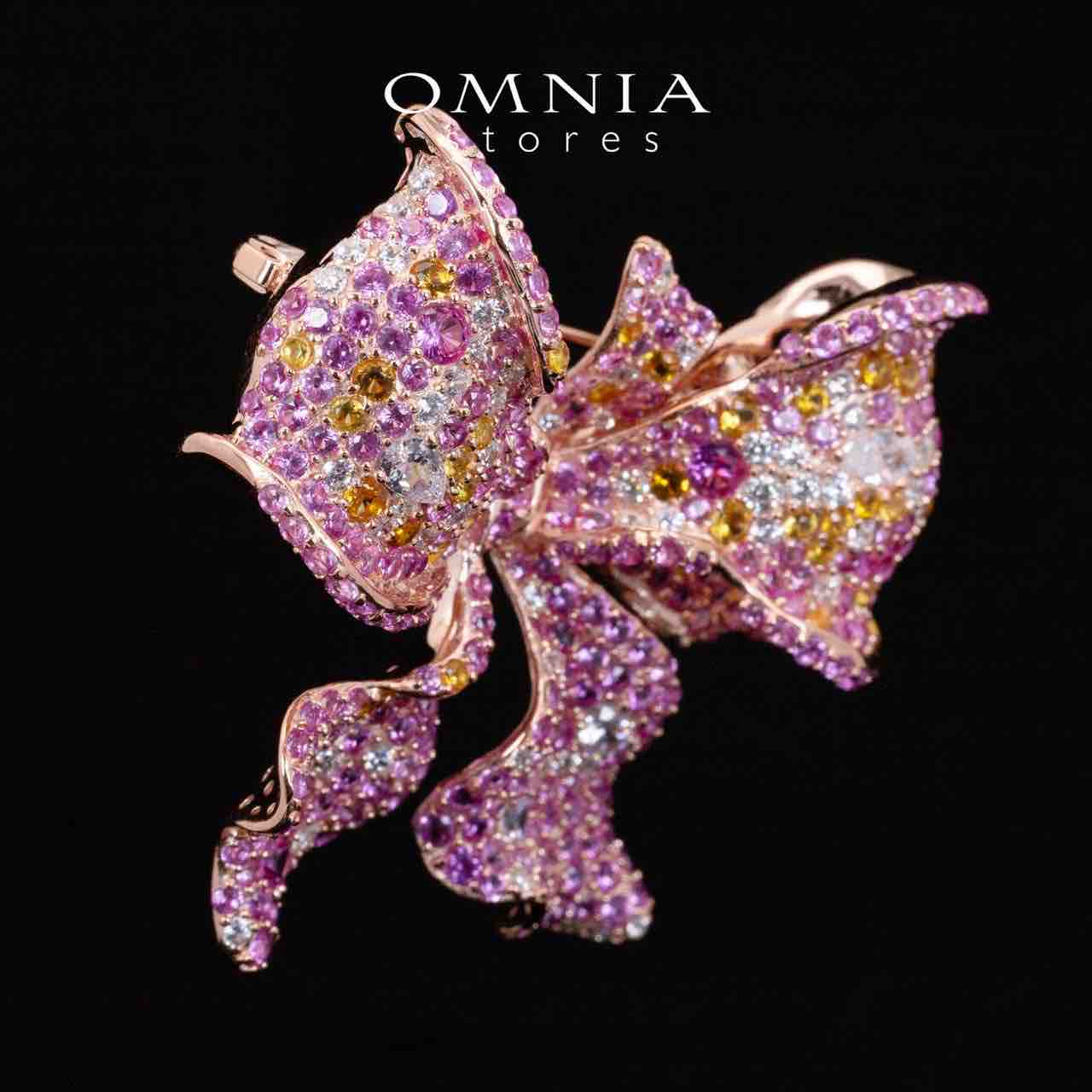 Omnia Doris Pink Ribbon Brooch With High Quality Simulated Diamonds in 925 Silver - OMNIASTORES UAE