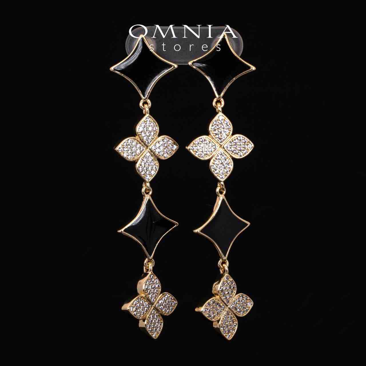 Omnia Golden Clove Black Choker Full Set with High-Quality Simulated Diamonds Gold Plated - OMNIASTORES UAE