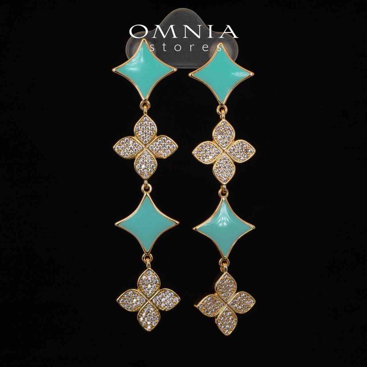 Omnia Golden Clove Turquise Choker Full Set with High-Quality Simulated Diamonds Gold Plated - OMNIASTORES UAE