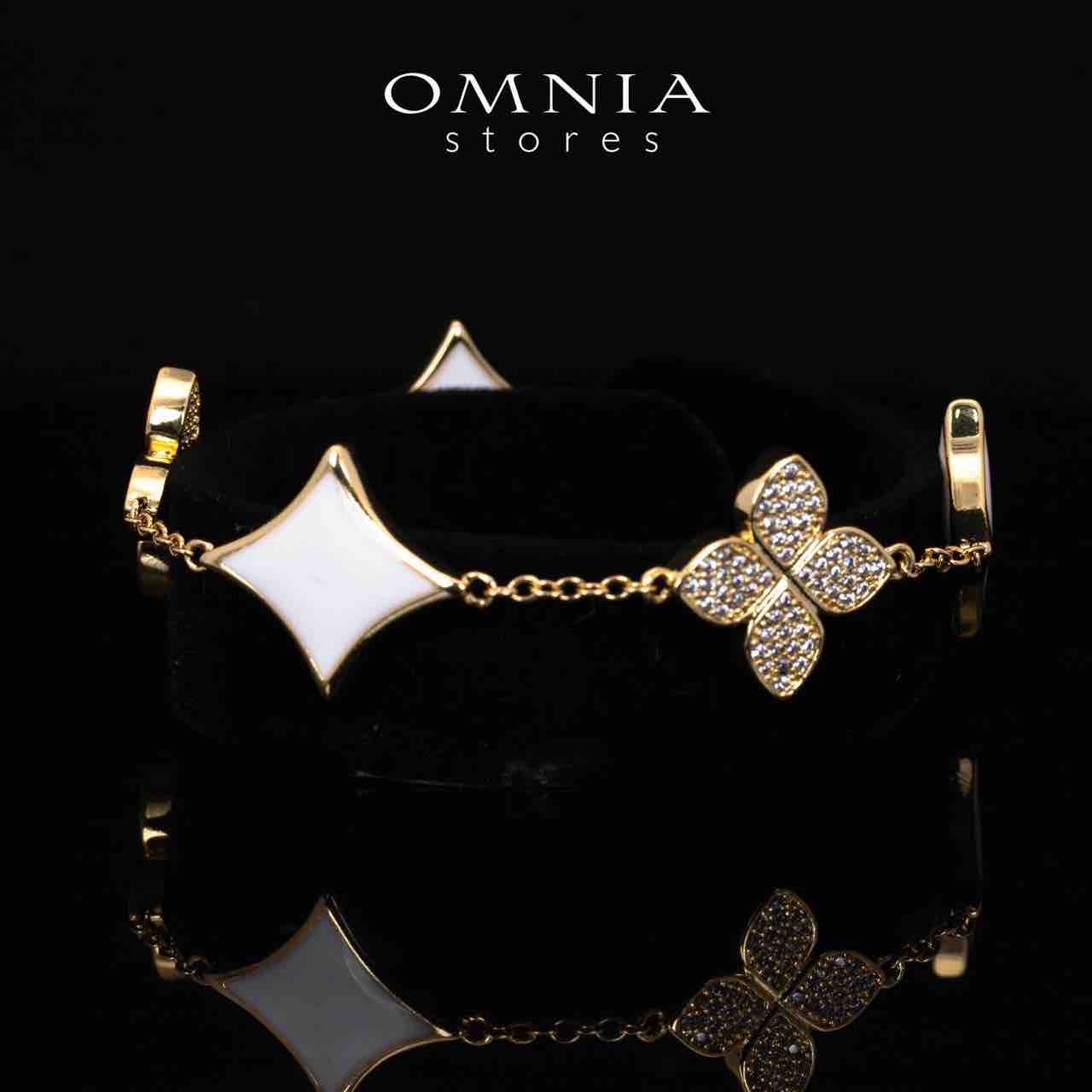 Omnia Golden Clove White Choker Full Set with High-Quality Simulated Diamonds Gold Plated 40cm - OMNIASTORES UAE
