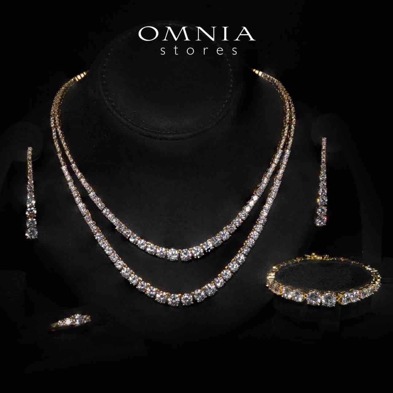 Omnia Ansa Gold Large Size Luxury Bridal Full Set in High Quality Simulated Diamonds Rhodium Plated - OMNIASTORES UAE