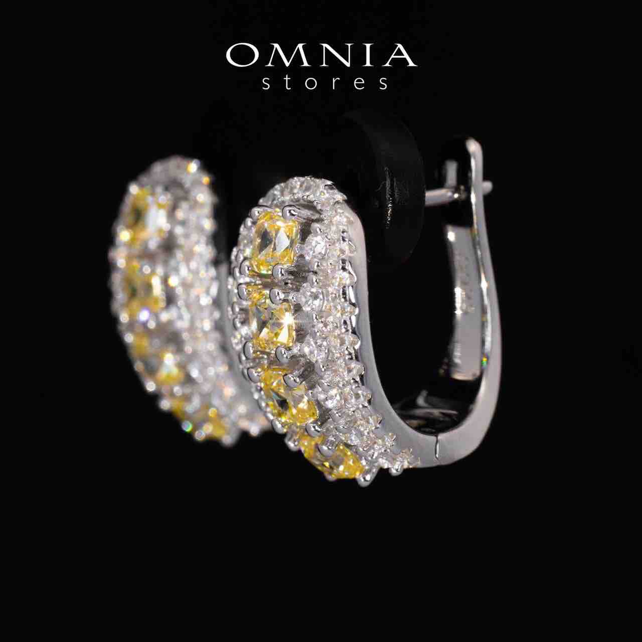 Dianna Yellow and White Clip Earrings With High Quality Simulated Diamonds in 925 Silver - OMNIASTORES UAE