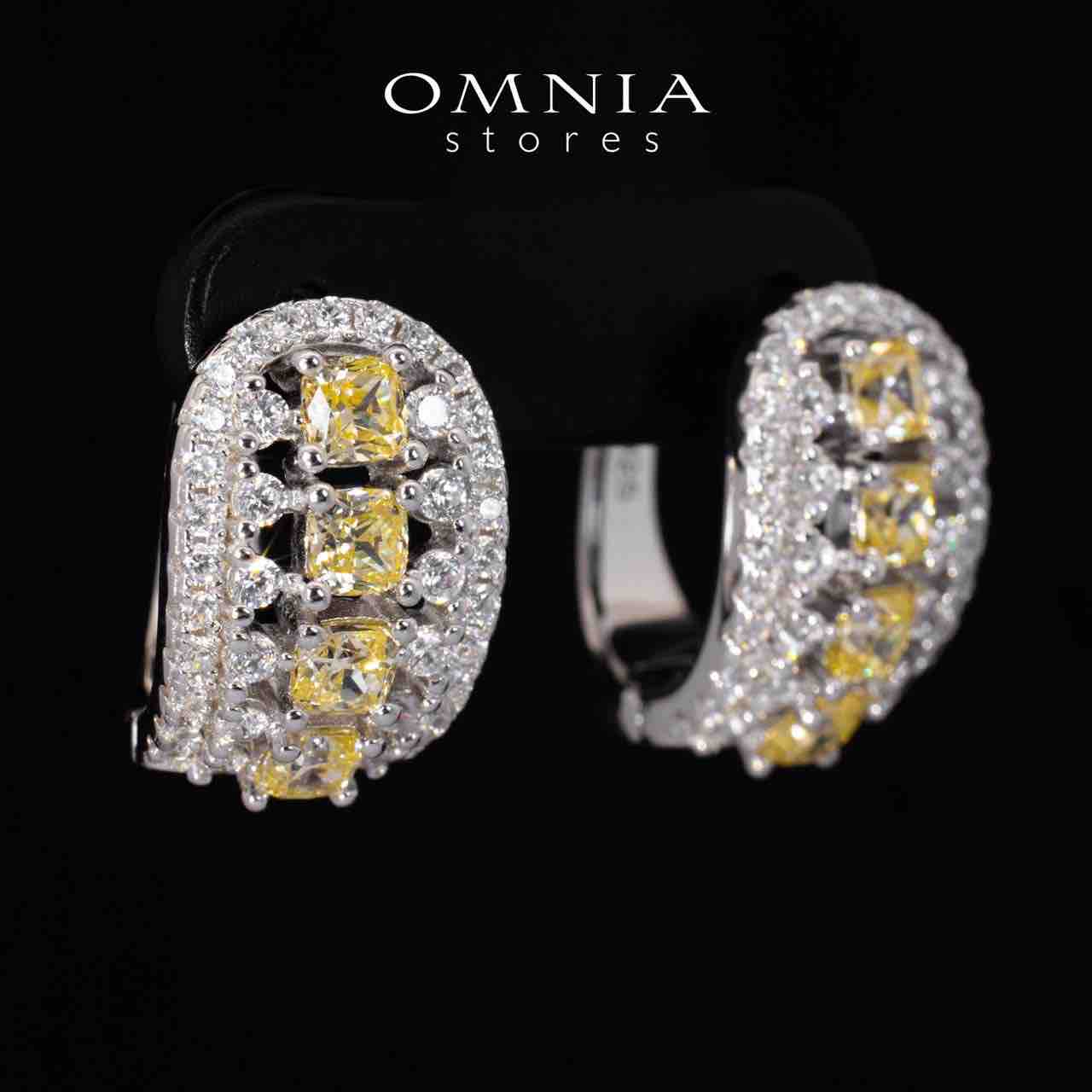 Dianna Yellow and White Clip Earrings With High Quality Simulated Diamonds in 925 Silver - OMNIASTORES UAE