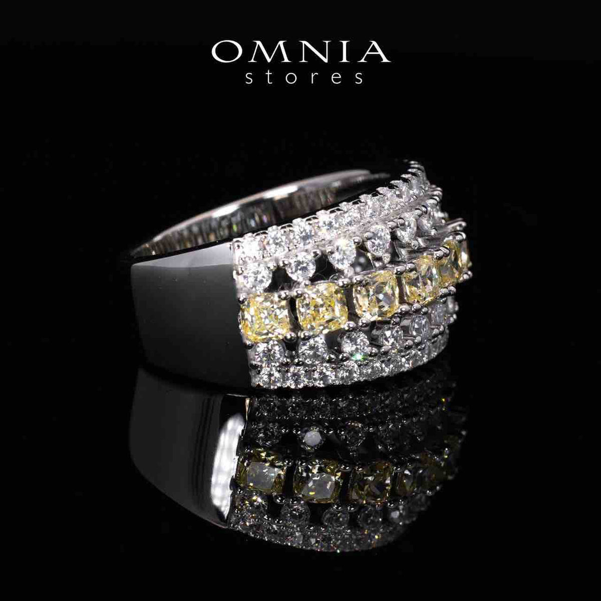 Dianna Yellow and White Ring With High Quality Simulated Diamonds in 925 Silver - OMNIASTORES UAE