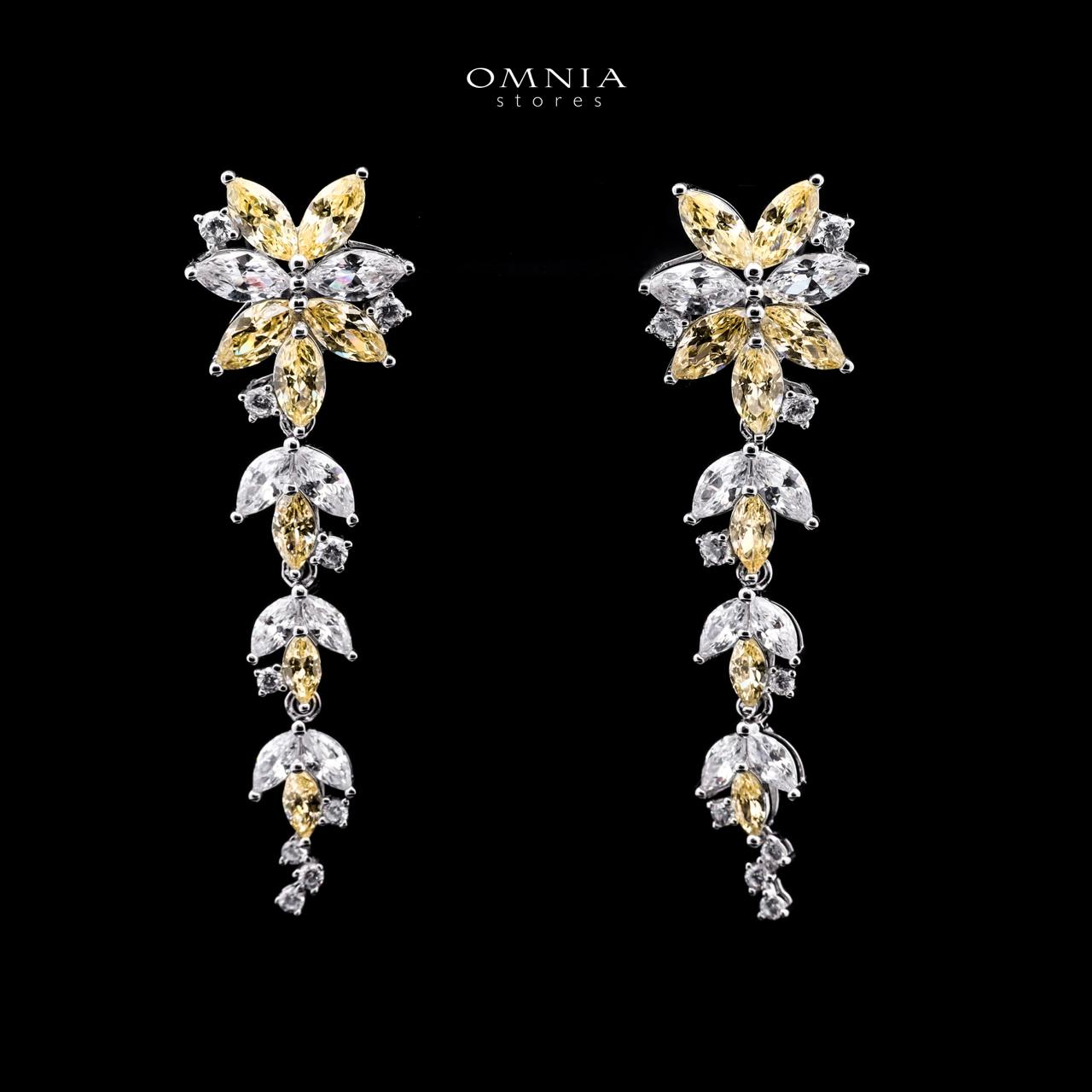 Abla Yellow Floral Drop Earrings in 925 Silver with Marquise and Pear-Cut High-Quality Simulated Diamonds - OMNIASTORES UAE