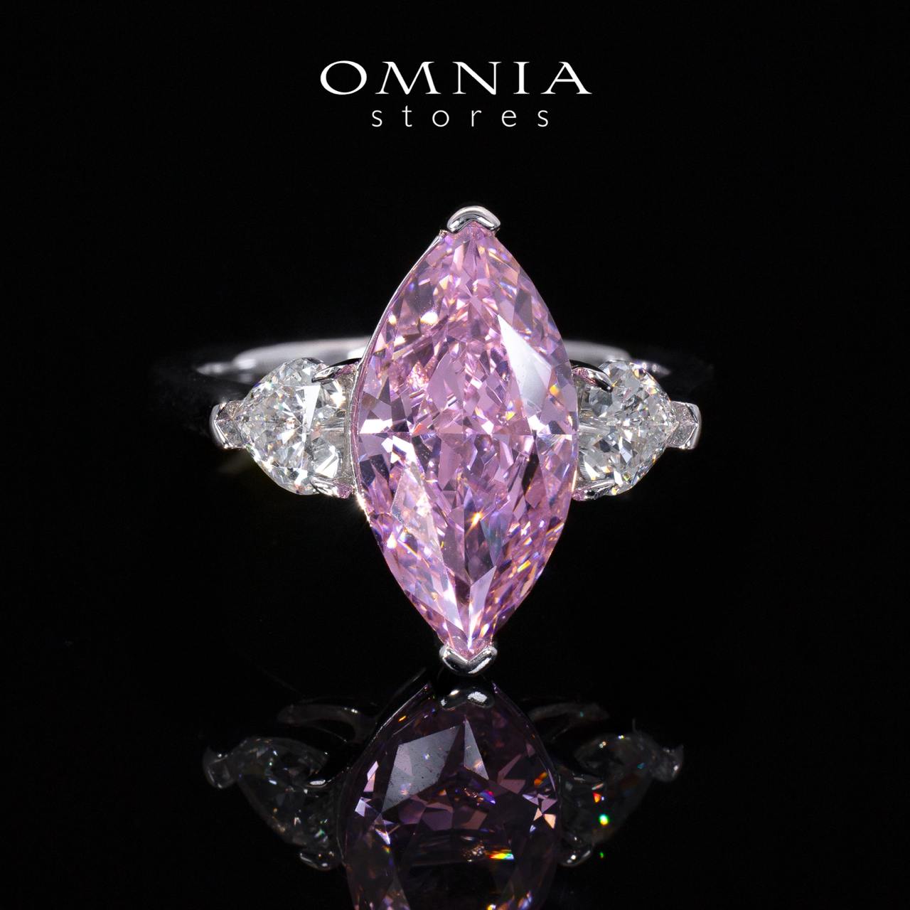 Afiah Pink and White Marquise Cut Certified Lab Crafted Ring With High Quality 925 Silver - OMNIASTORES UAE
