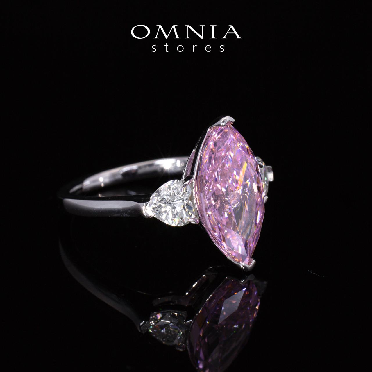 Afiah Pink and White Marquise Cut Certified Lab Crafted Ring With High Quality 925 Silver - OMNIASTORES UAE