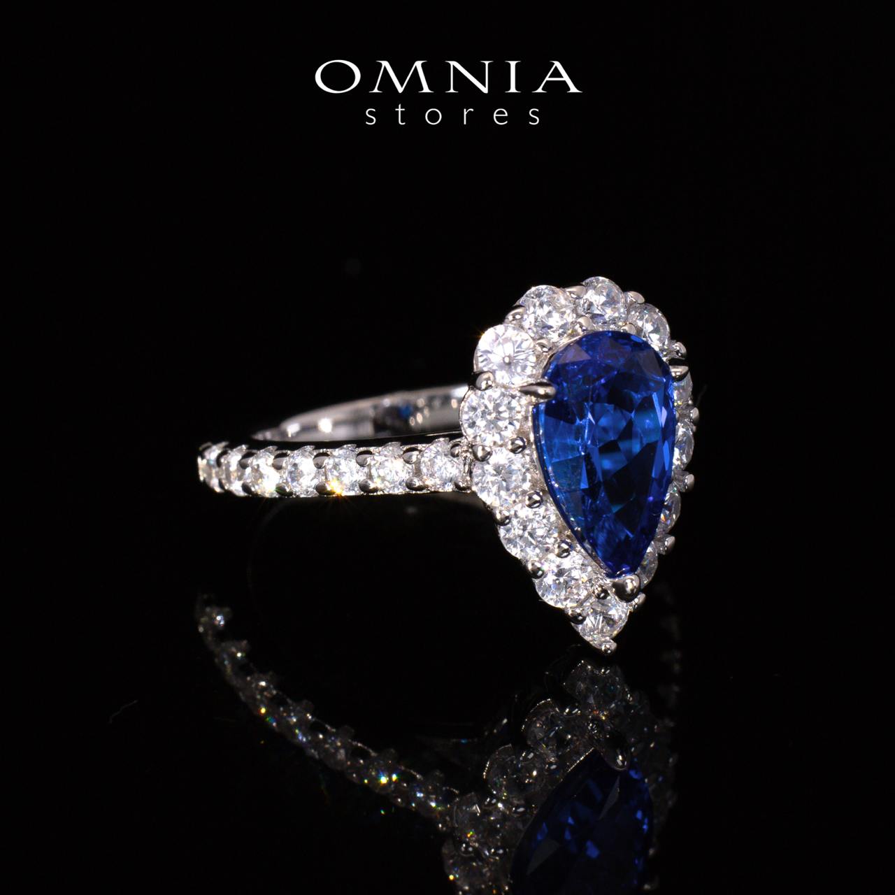 Emoni Blue Pear Cut Certified Lab Crafted Ring With High Quality 925 Silver - OMNIASTORES UAE