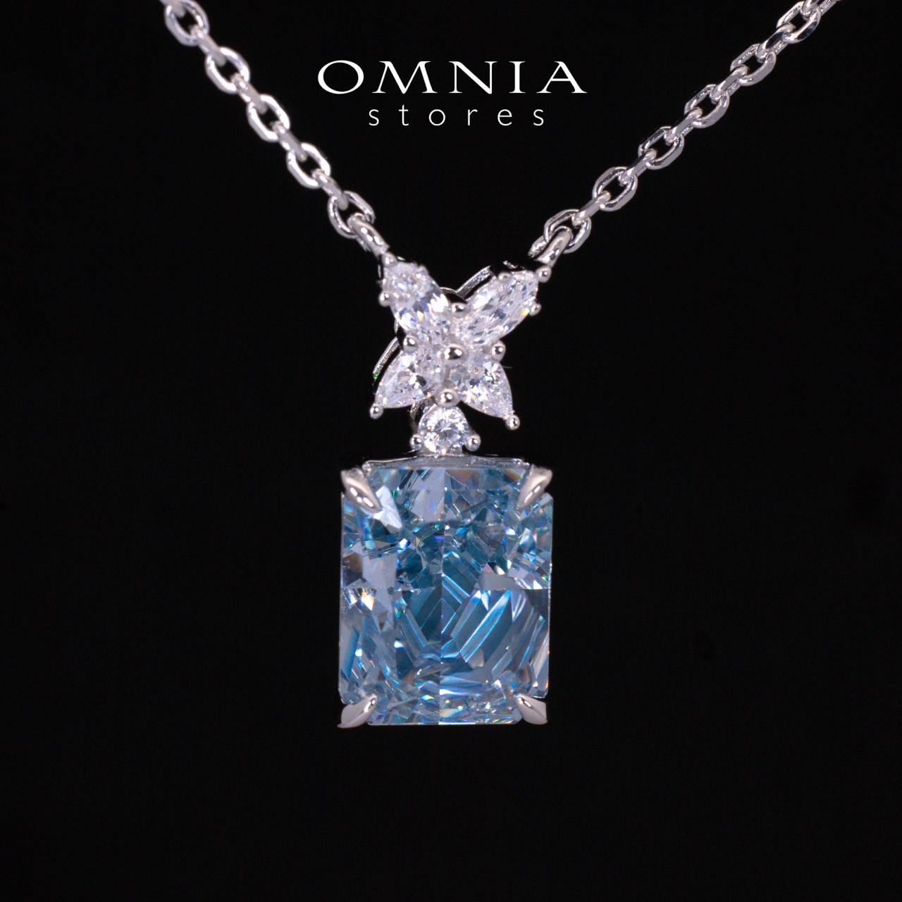 Elana White and Blue Floral Certified Lab Crafted Pendant Necklace With High Quality 925 Silver - OMNIASTORES UAE