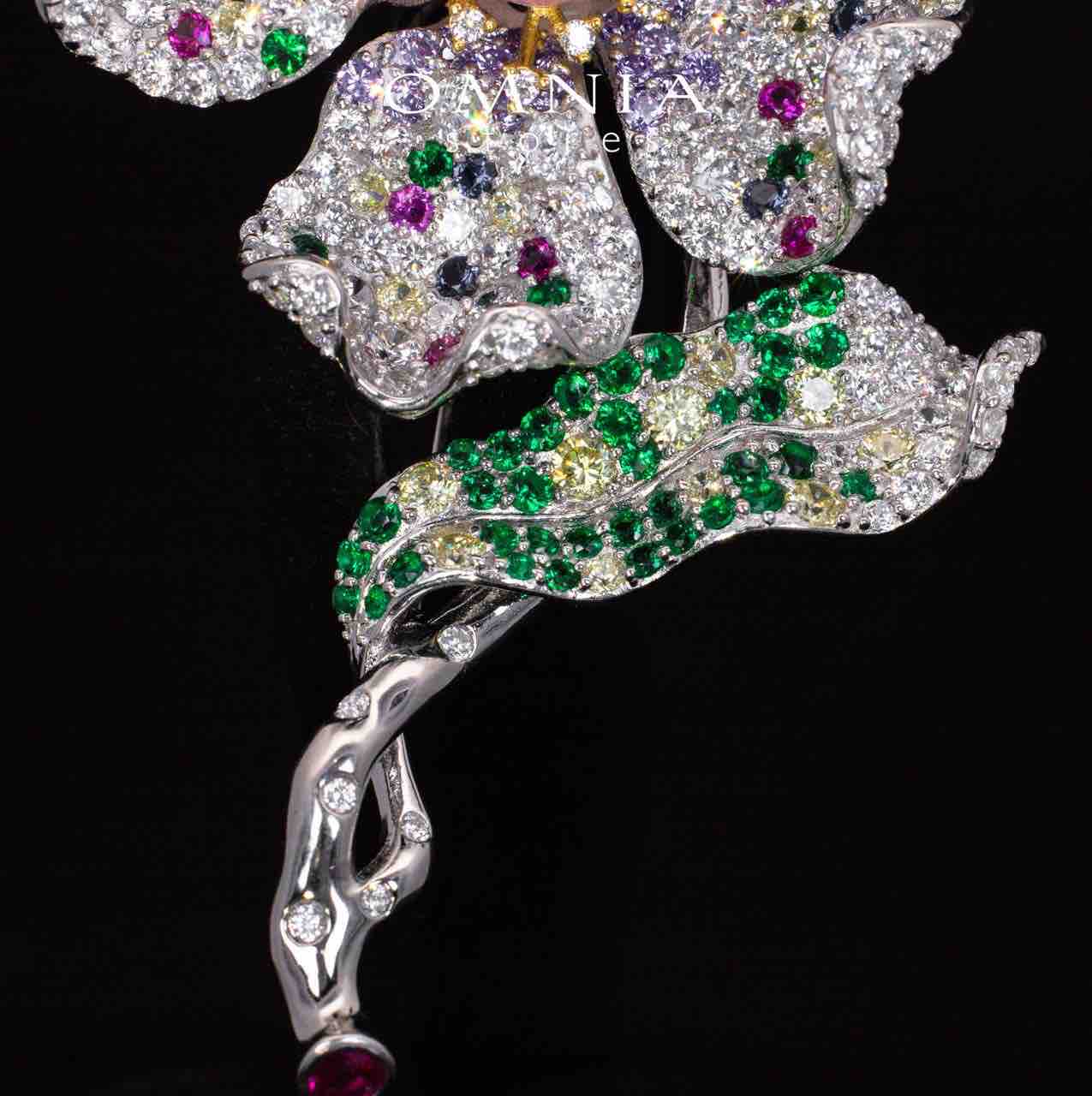 Kiera Pink Coral Multi Color Flower Brooch With High Quality Simulated Diamonds in 925 Silver - OMNIASTORES UAE