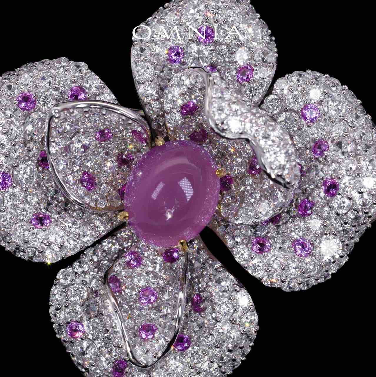 Tori Purple Flower Brooch With High Quality Simulated Diamonds in 925 Silver - OMNIASTORES UAE