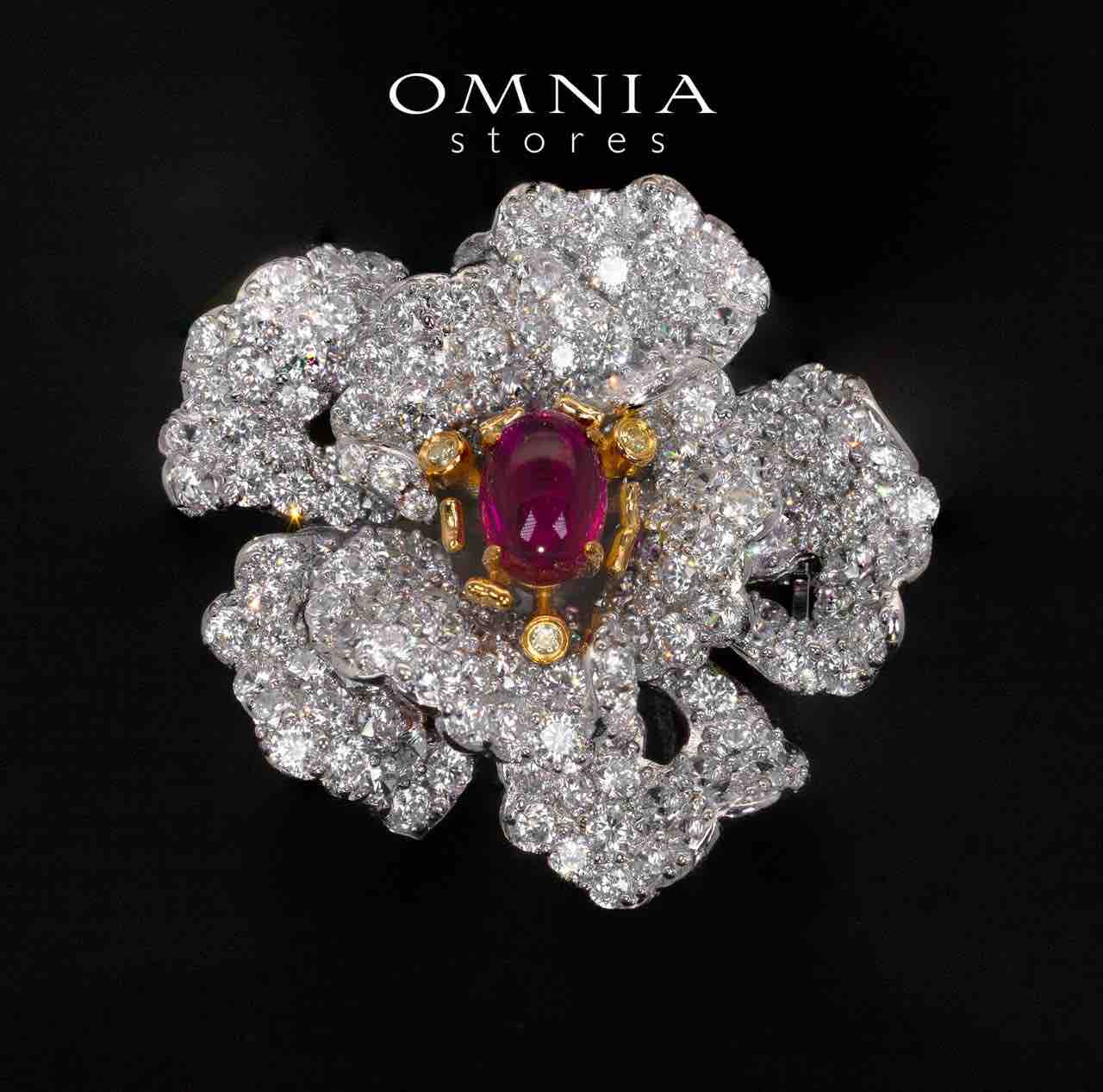 Maisy Red Flower Brooch With High Quality Simulated Diamonds in 925 Silver - OMNIASTORES UAE