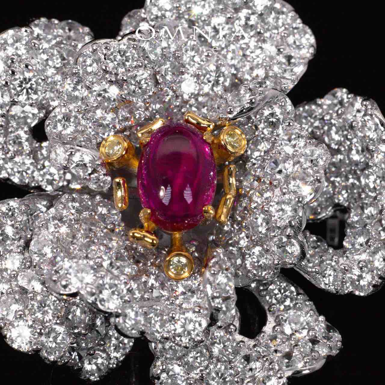 Maisy Red Flower Brooch With High Quality Simulated Diamonds in 925 Silver - OMNIASTORES UAE