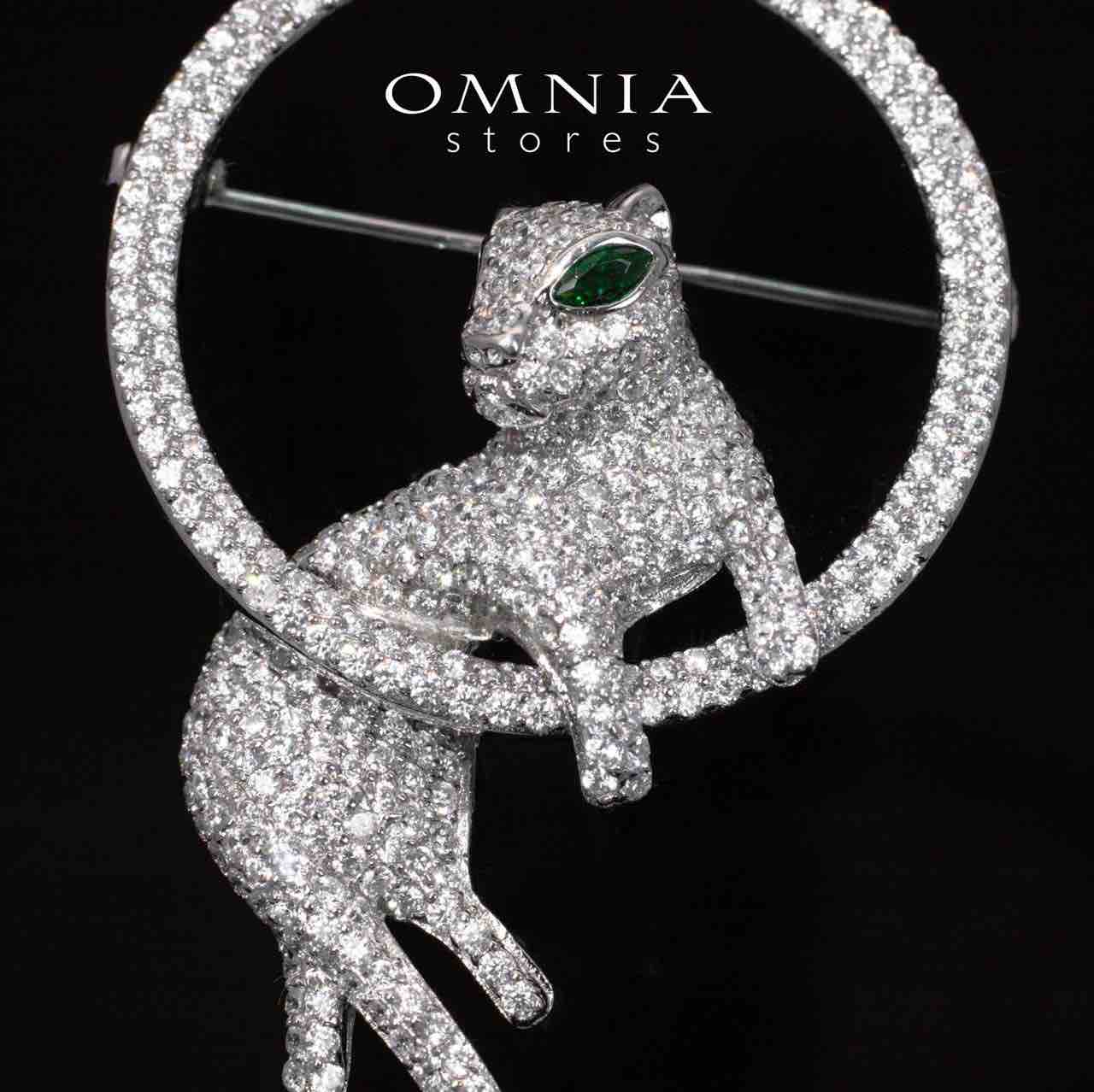 Nyomi White Panther Brooch With High Quality Simulated Diamonds in 925 Silver - OMNIASTORES UAE