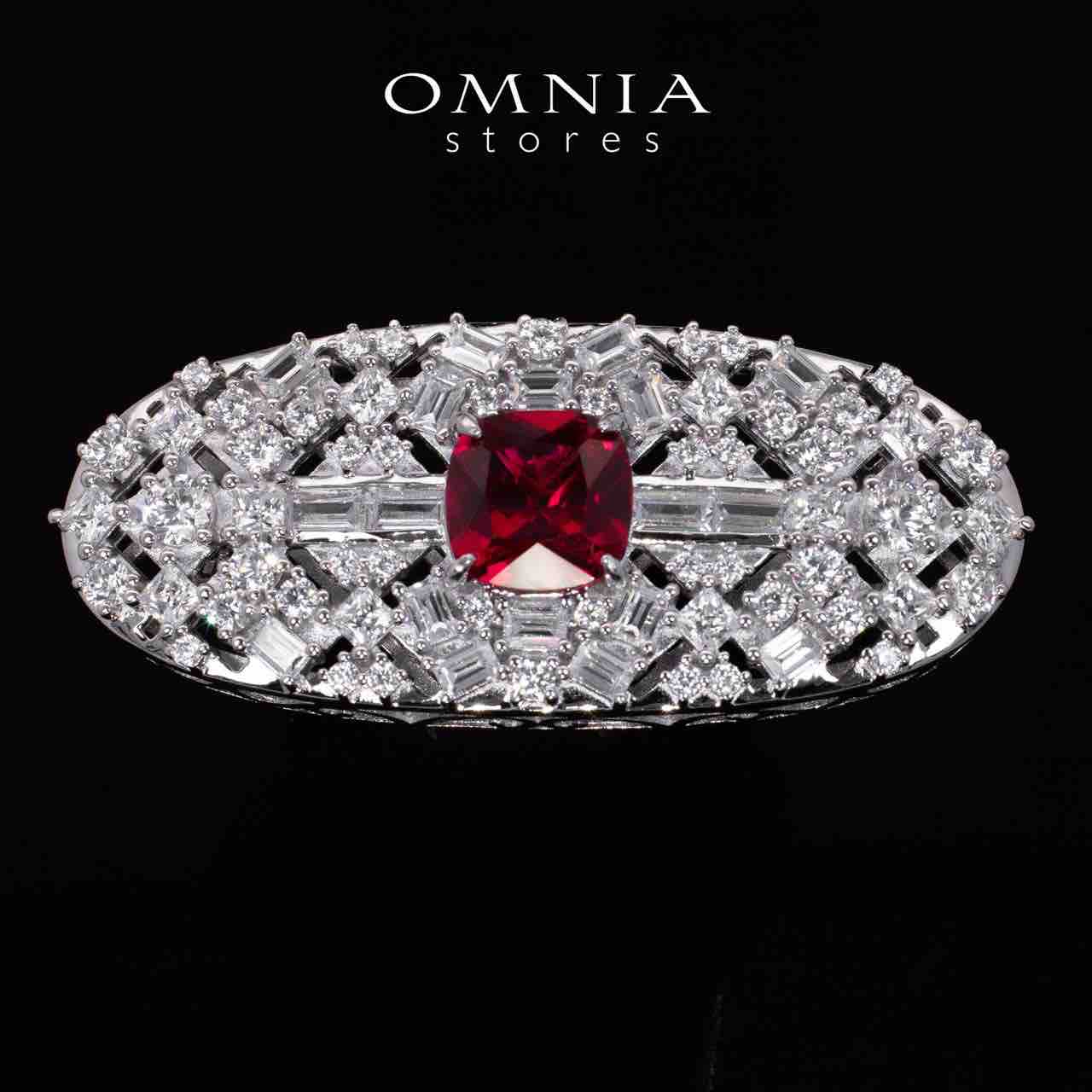 Elina Red Brooch With High Quality Simulated Diamonds in 925 Silver - OMNIASTORES UAE