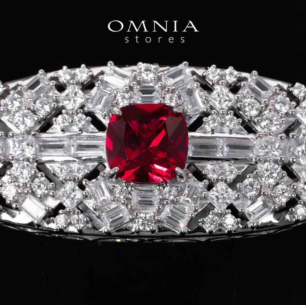 Elina Red Brooch With High Quality Simulated Diamonds in 925 Silver - OMNIASTORES UAE