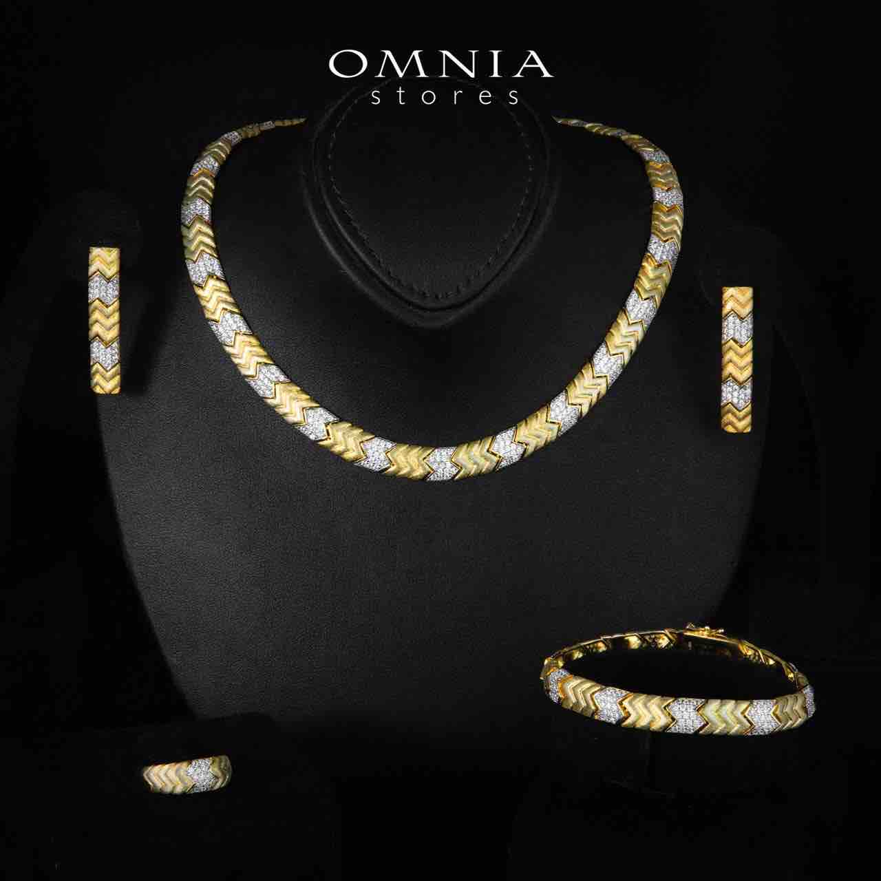 Ella Gold Plated Luxury Bridal Full Set in 925 Silver High Quality Simulated Diamonds - OMNIASTORES UAE